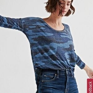 Lucky Brand Blue Camo Long Sleeve Tee